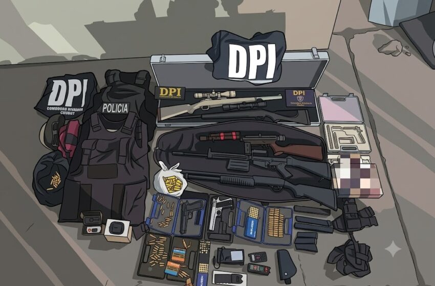  Buscaban pruebas de un robo y encontraron un arsenal oculto en pleno centro de Comodoro.